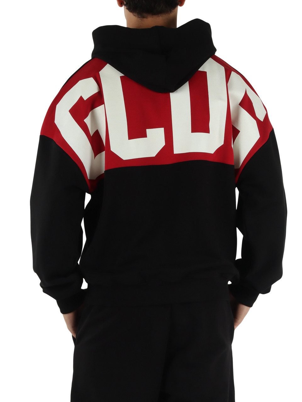 SCHWARZ | Sweatshirt aus gebürsteter Baumwolle mit Kapuze