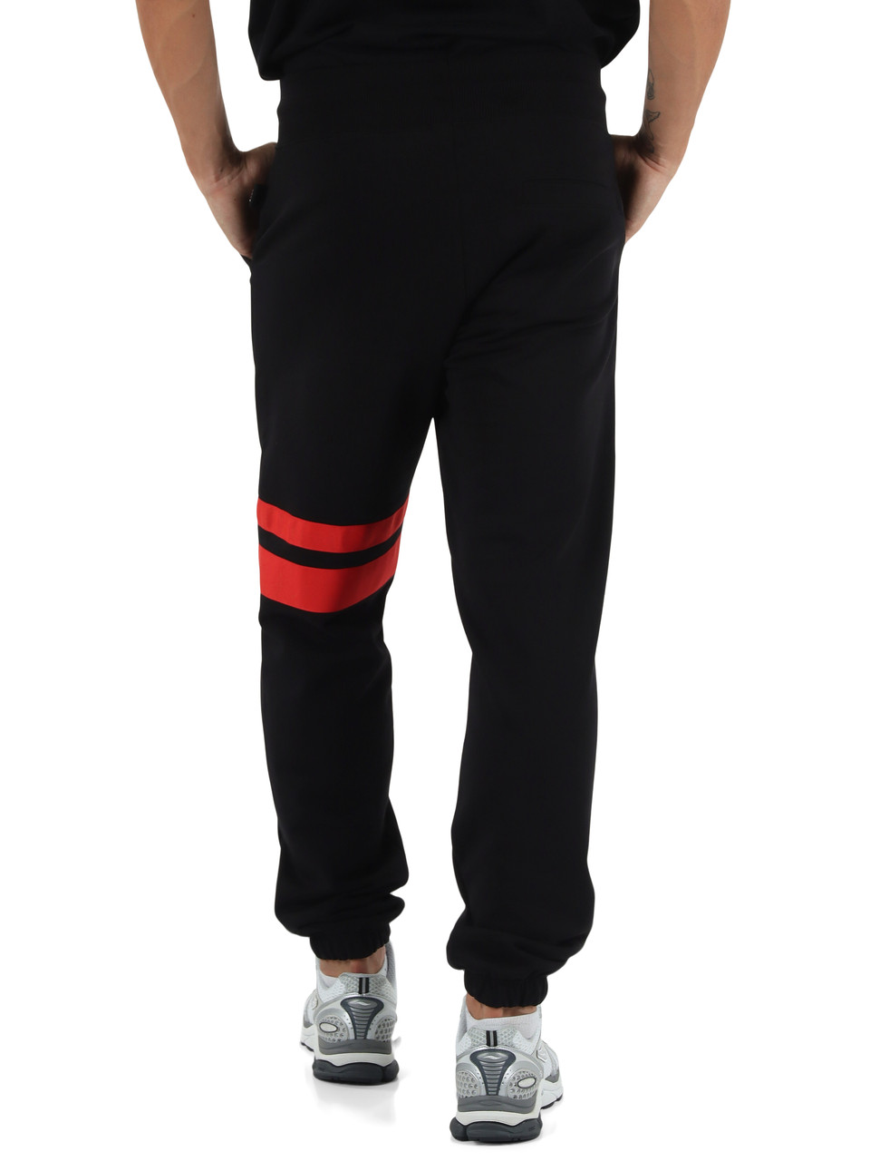 NERO | Pantaloni sportivi in cotone garzato con ricamo logo