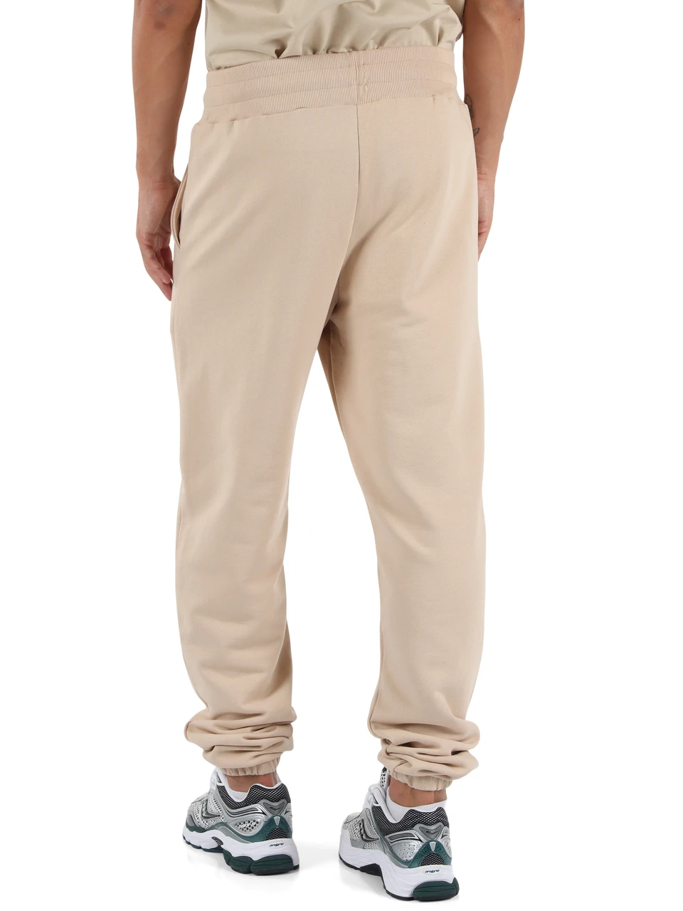 BEIGE | Sporthose aus angerauter Baumwolle mit Logodruck