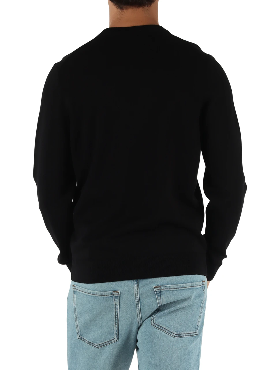 NERO | Maglia girocollo in cotone con scritta logo a rilievo