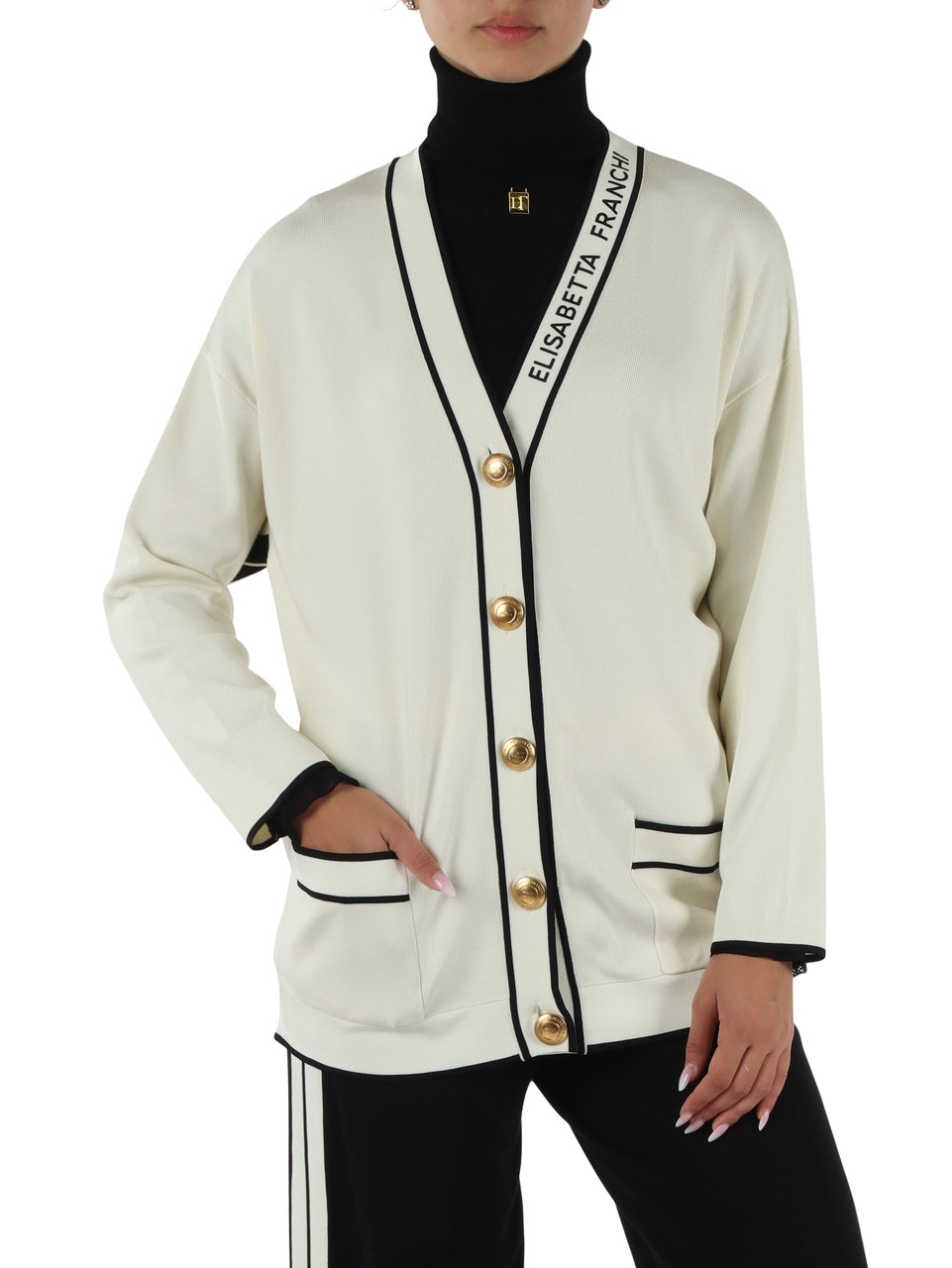 SAHNE | Cardigan aus Viskosemischung mit Logoknöpfen