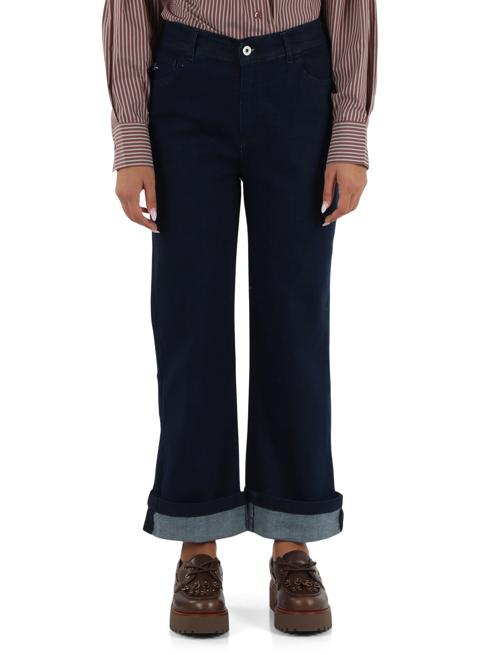 BLU SCURO | Pantalone jeans cinque tasche con cimosa