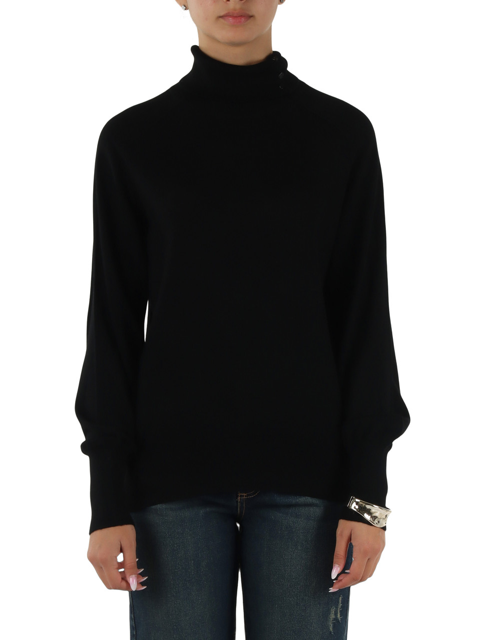 SCHWARZ | Rollkragenpullover aus reiner Schurwolle mit Armband inklusive