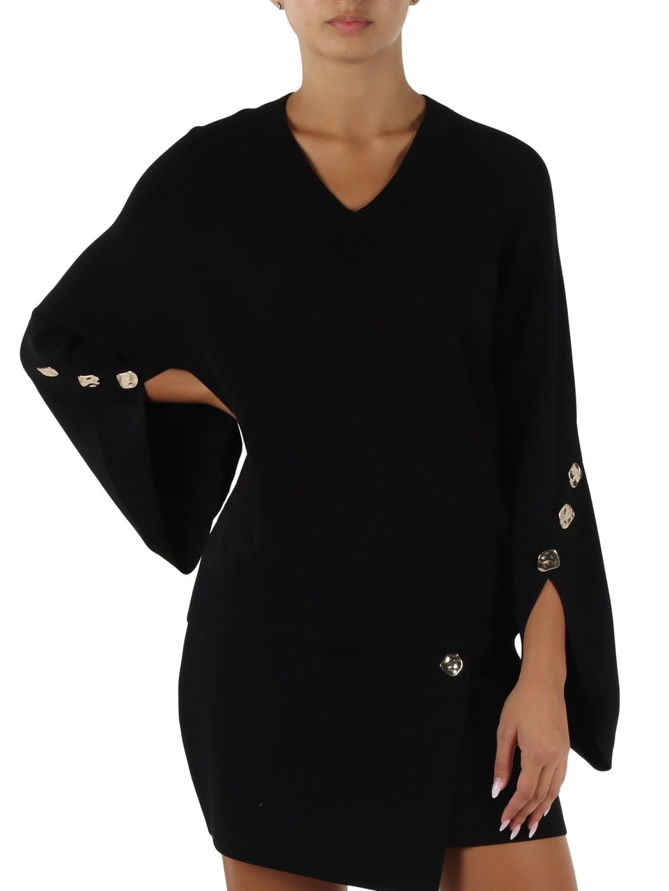 NERO | Maglia in misto viscosa con dettagli decorativi