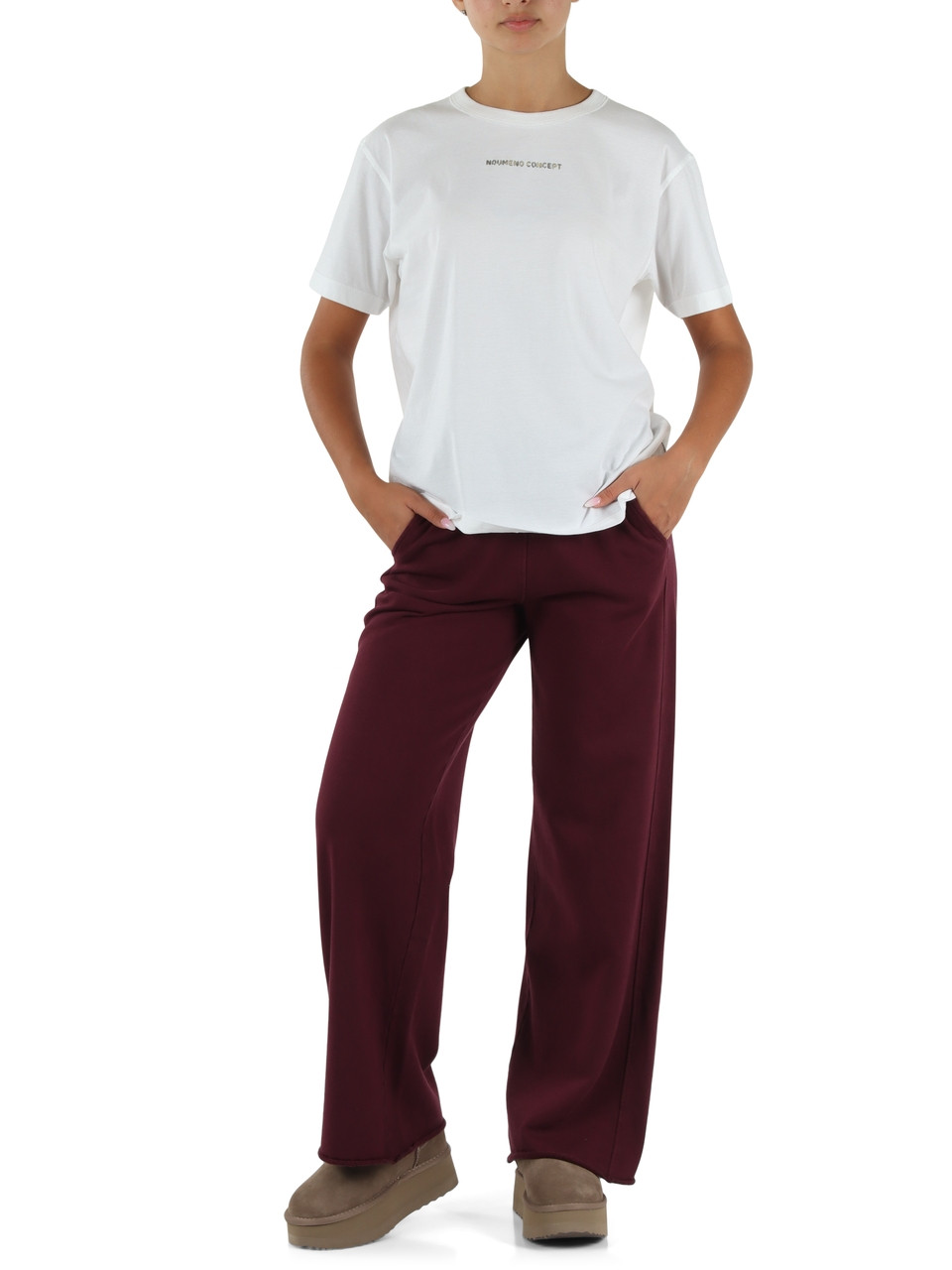 BIANCO | T-shirt in cotone con scritta logo a rilievo