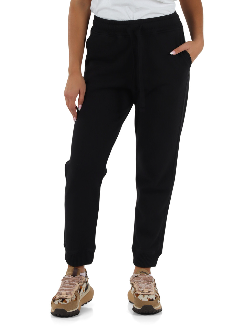 NERO | Pantaloni sportivi in cotone felpato con fondo elasticizzato