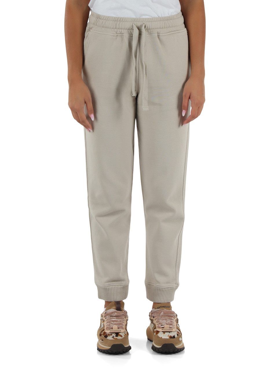 BEIGE | Pantaloni sportivi in cotone felpato con fondo elasticizzato