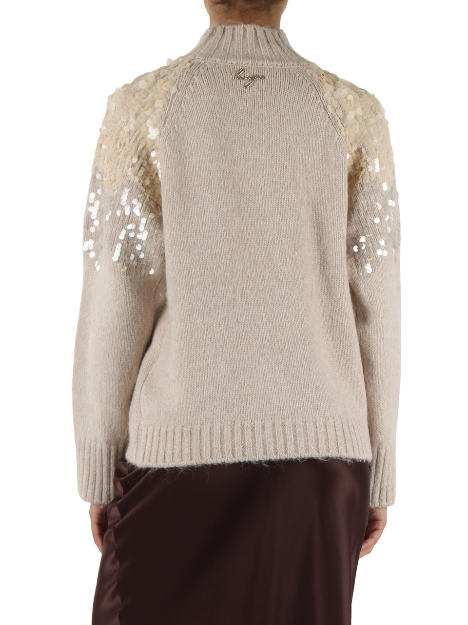 BEIGE | Maglia in misto lana e alpaca con paillettes