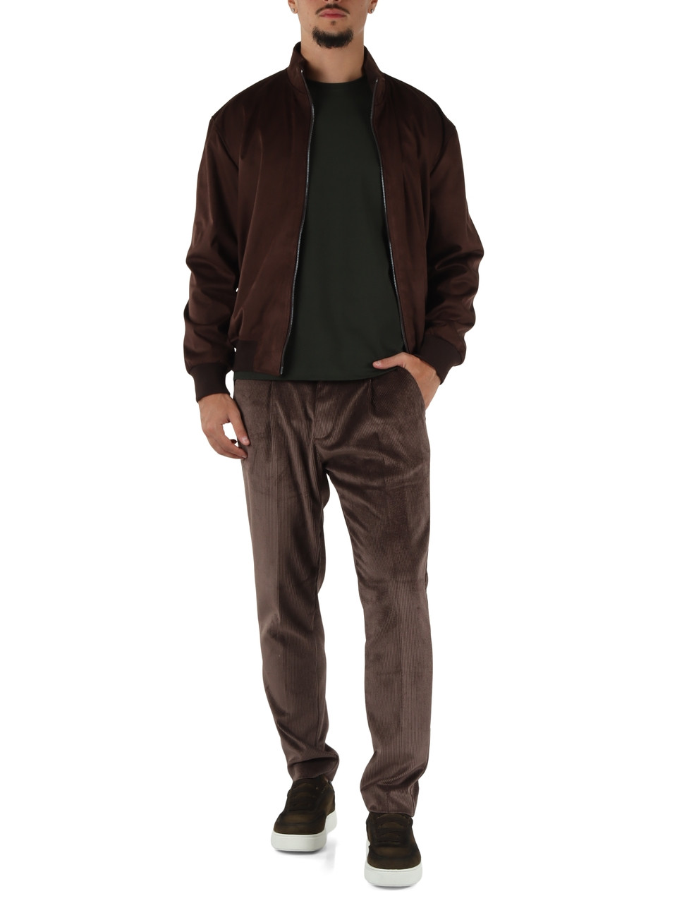 MARRONE | Giacca effetto suede