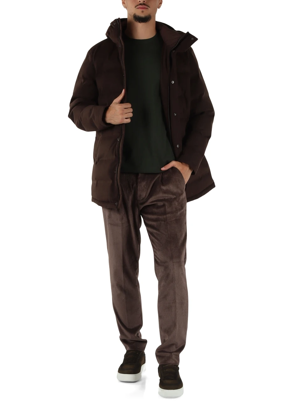 MARRONE | Giaccone HE2440026 Techno Sartorialist in misto lana