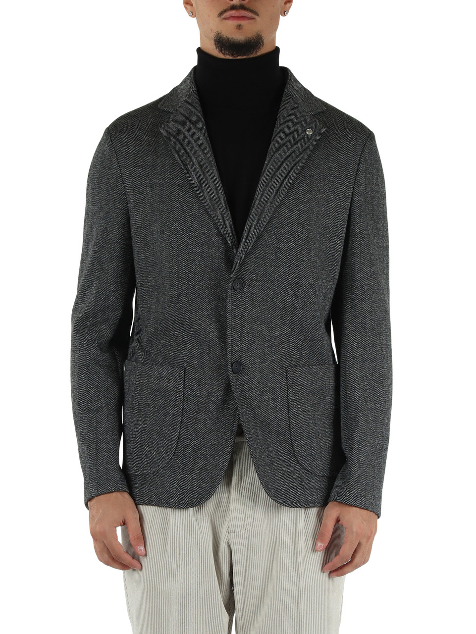 GRIGIO SCURO | Giacca monopetto BABETTE in misto viscosa