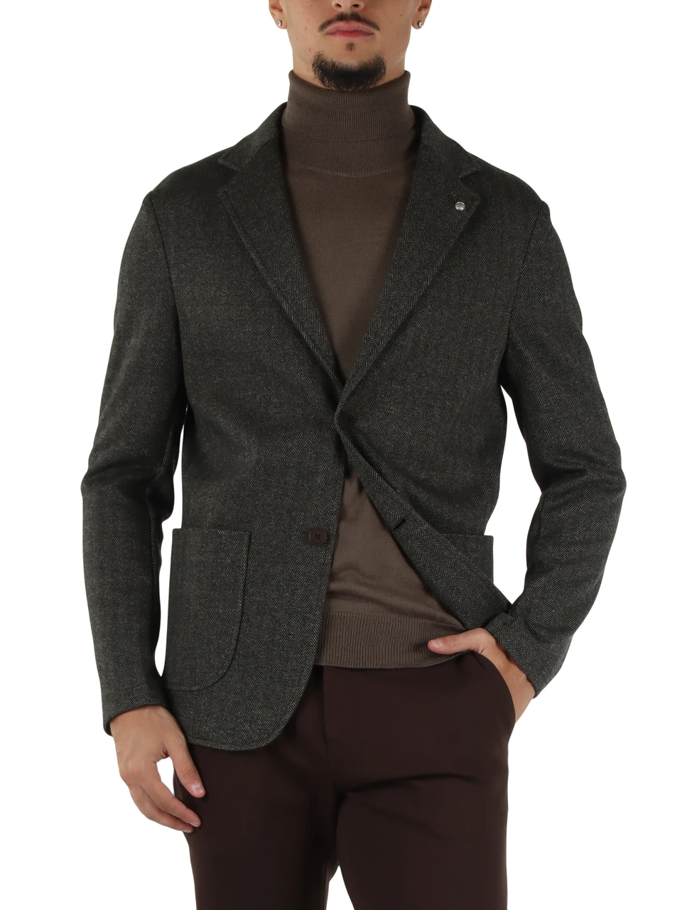 MARRONE | Giacca monopetto BABETTE in misto viscosa