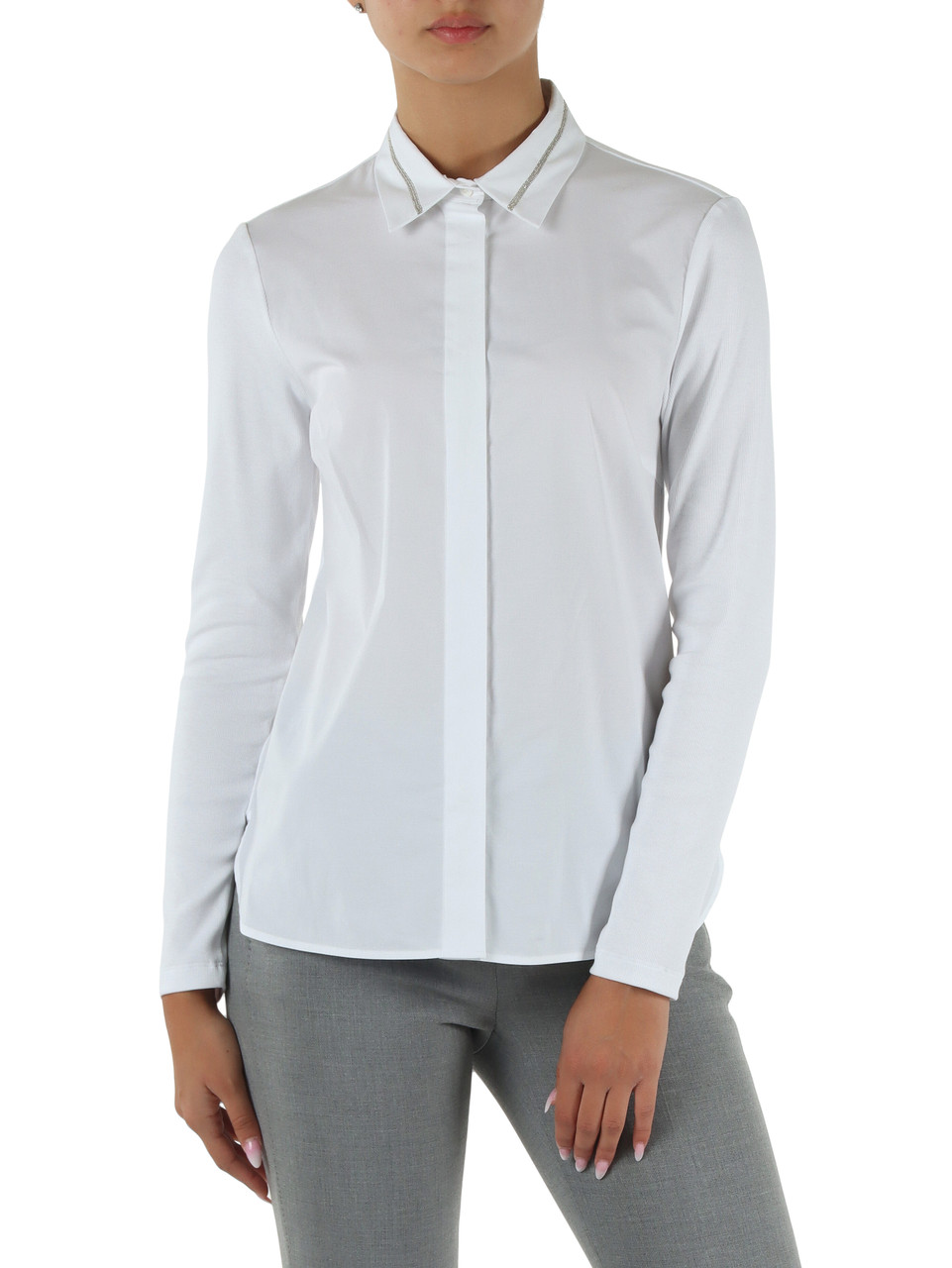WEISS | Stretch-Popeline- und Jersey-Hemd