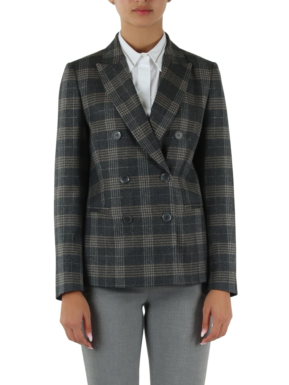 GRAU | Doppelreihige Jacke aus reiner Schurwolle