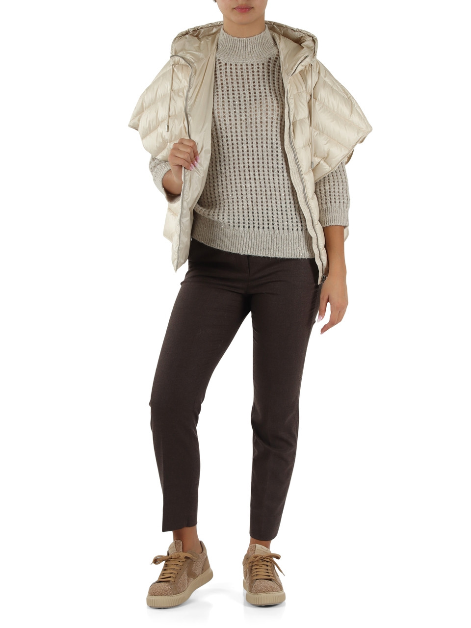 BEIGE | Lochstrickpullover aus Alpaka-Mohair-Mischung
