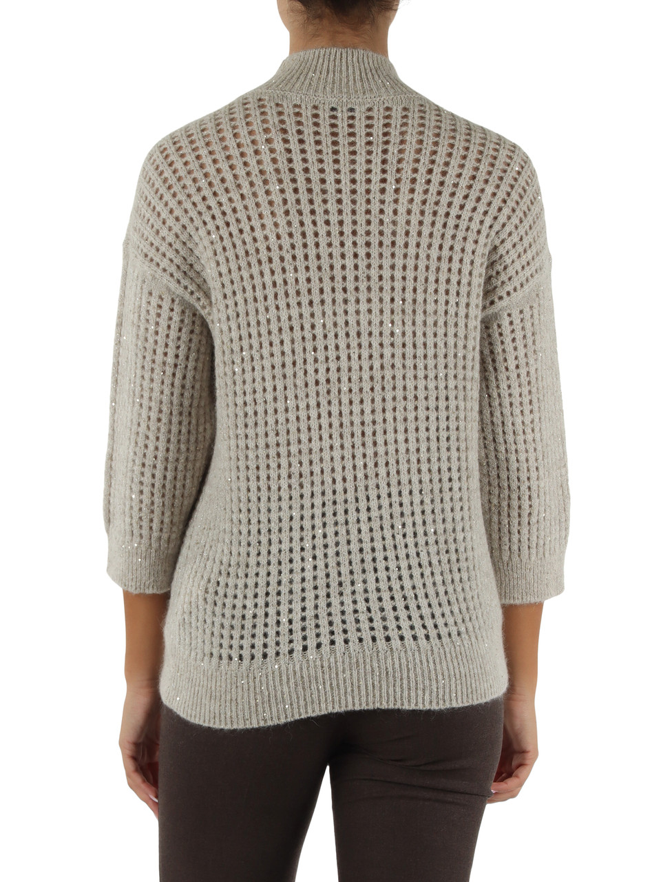 BEIGE | Lochstrickpullover aus Alpaka-Mohair-Mischung