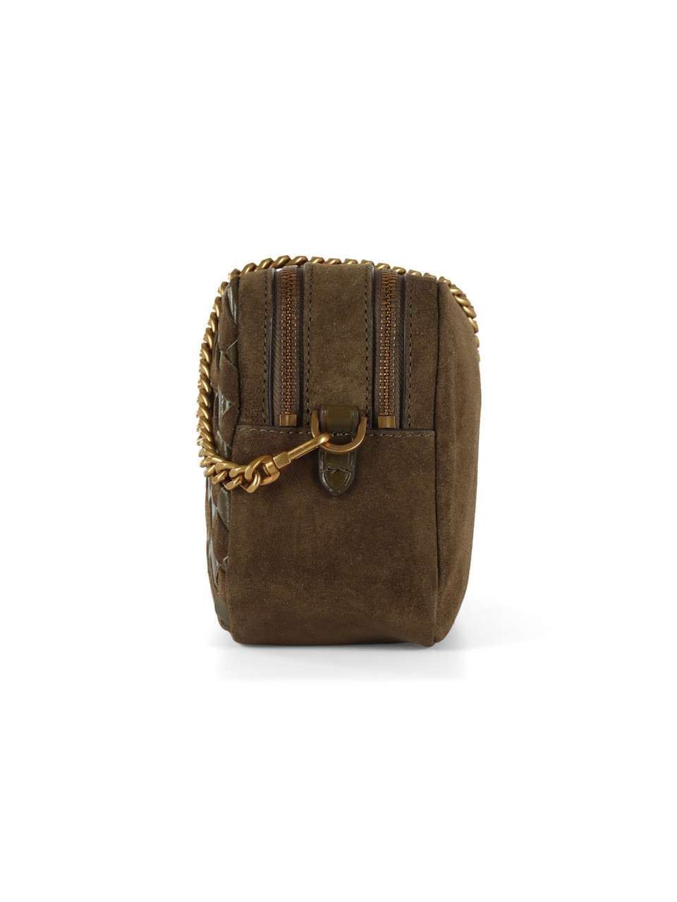VERDE MILITARE | Borsa a tracolla in suede intrecciato BRYANT Medium