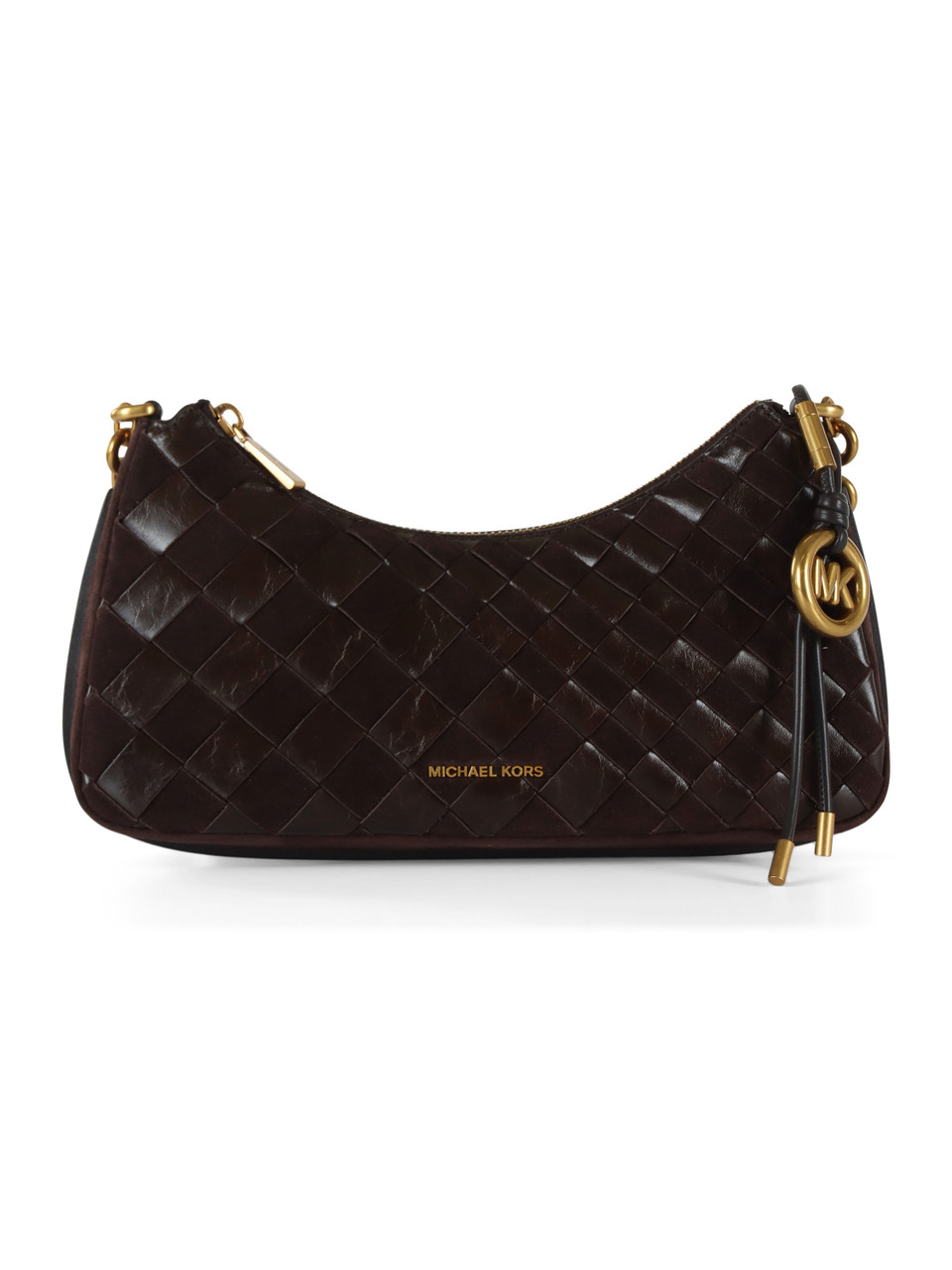 dunkelbraun | NOLITA Medium Schultertasche aus geflochtenem Wildleder