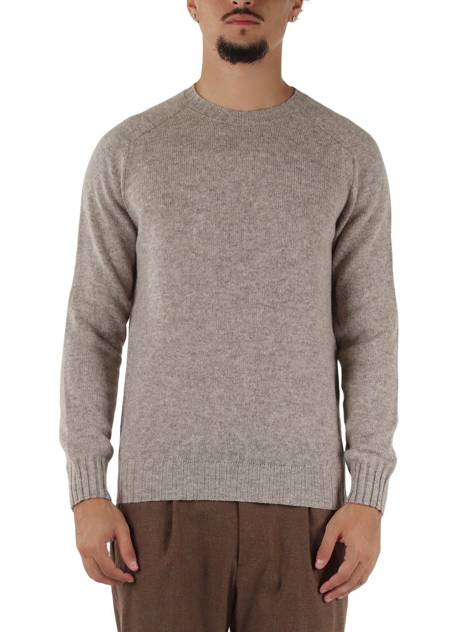 BEIGE | Maglia girocollo in lana merino extrafine