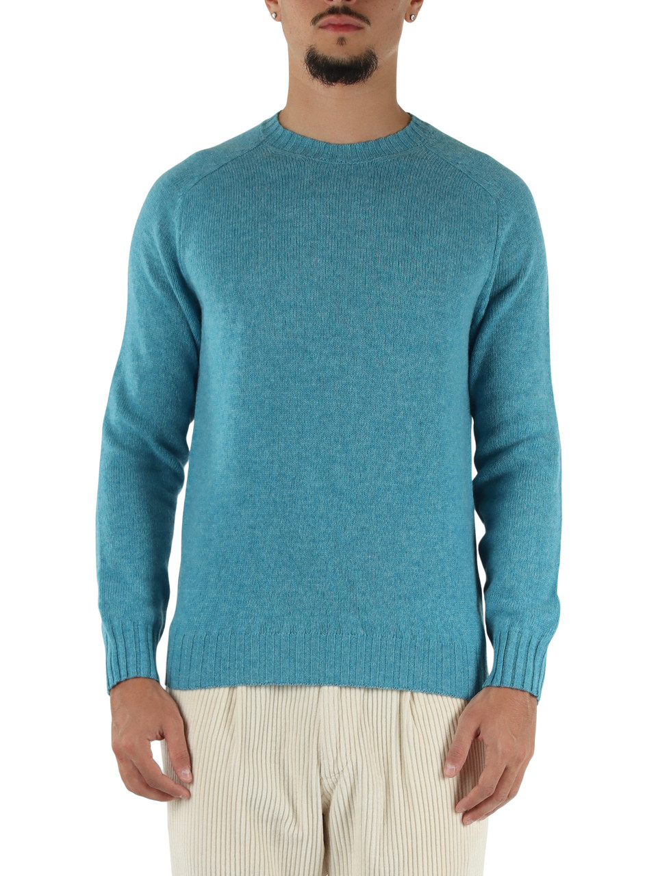 AZZURRO | Maglia girocollo in lana merino extrafine