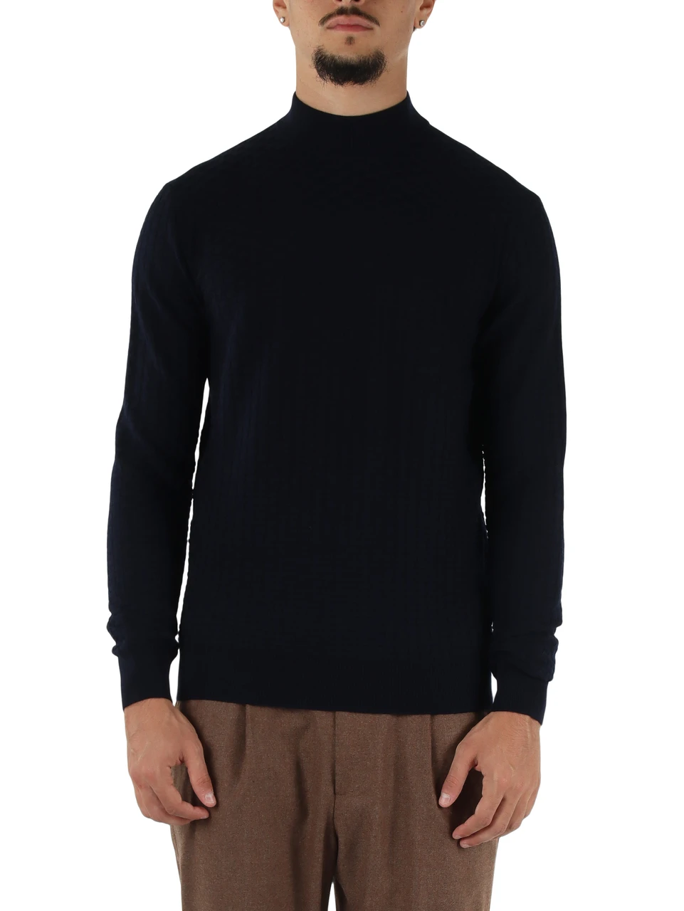 BLU SCURO | Maglia mezzo collo in lana merino extrafine