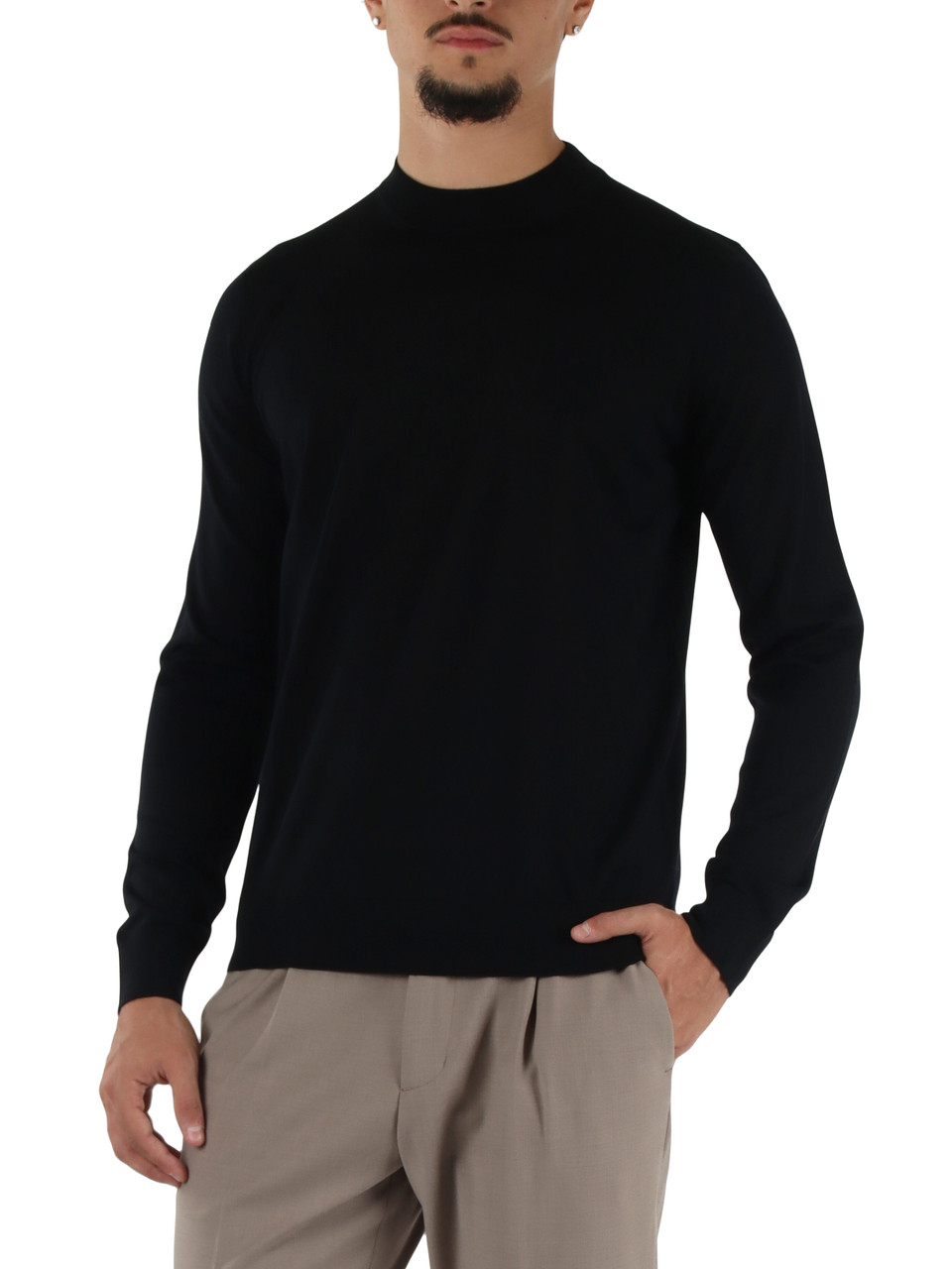 NERO | Maglia mezzo collo in lana merino extrafine