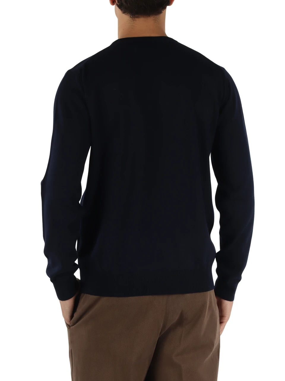 BLU SCURO | Maglia girocollo in lana merino extrafine