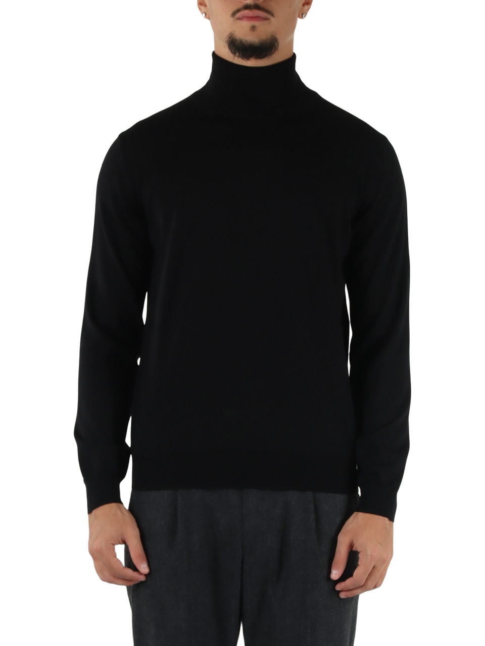 NERO | Maglia collo alto in lana merino extrafine