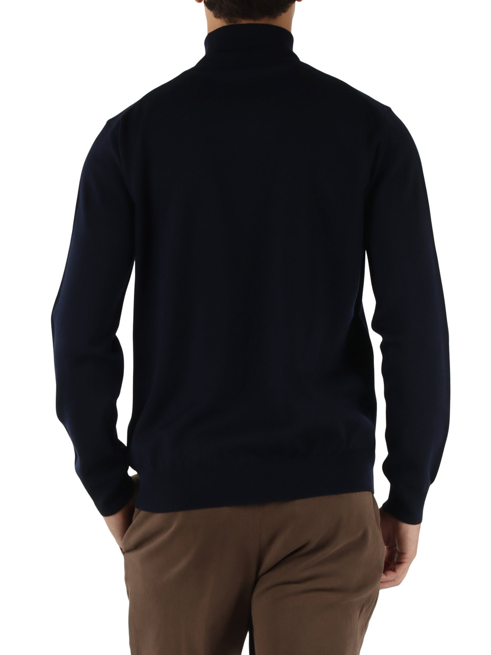 BLU SCURO | Maglia collo alto in lana merino extrafine