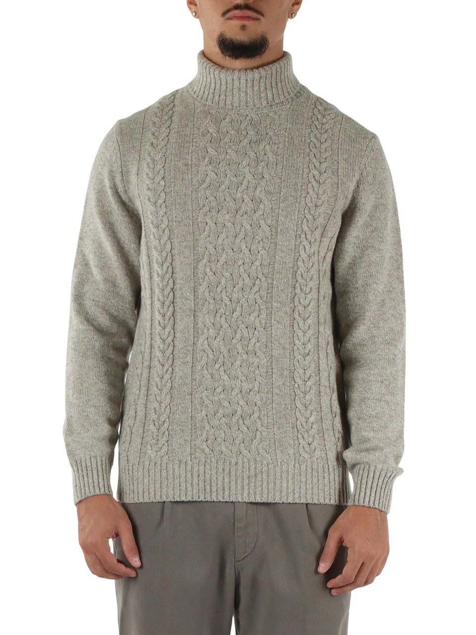 GRIGIO CHIARO | Maglia collo alto in lana merino extrafine