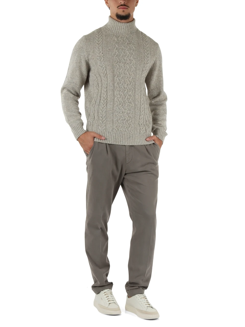 GRAU | Hose aus Tencel und Stretch-Baumwolle mit Falten