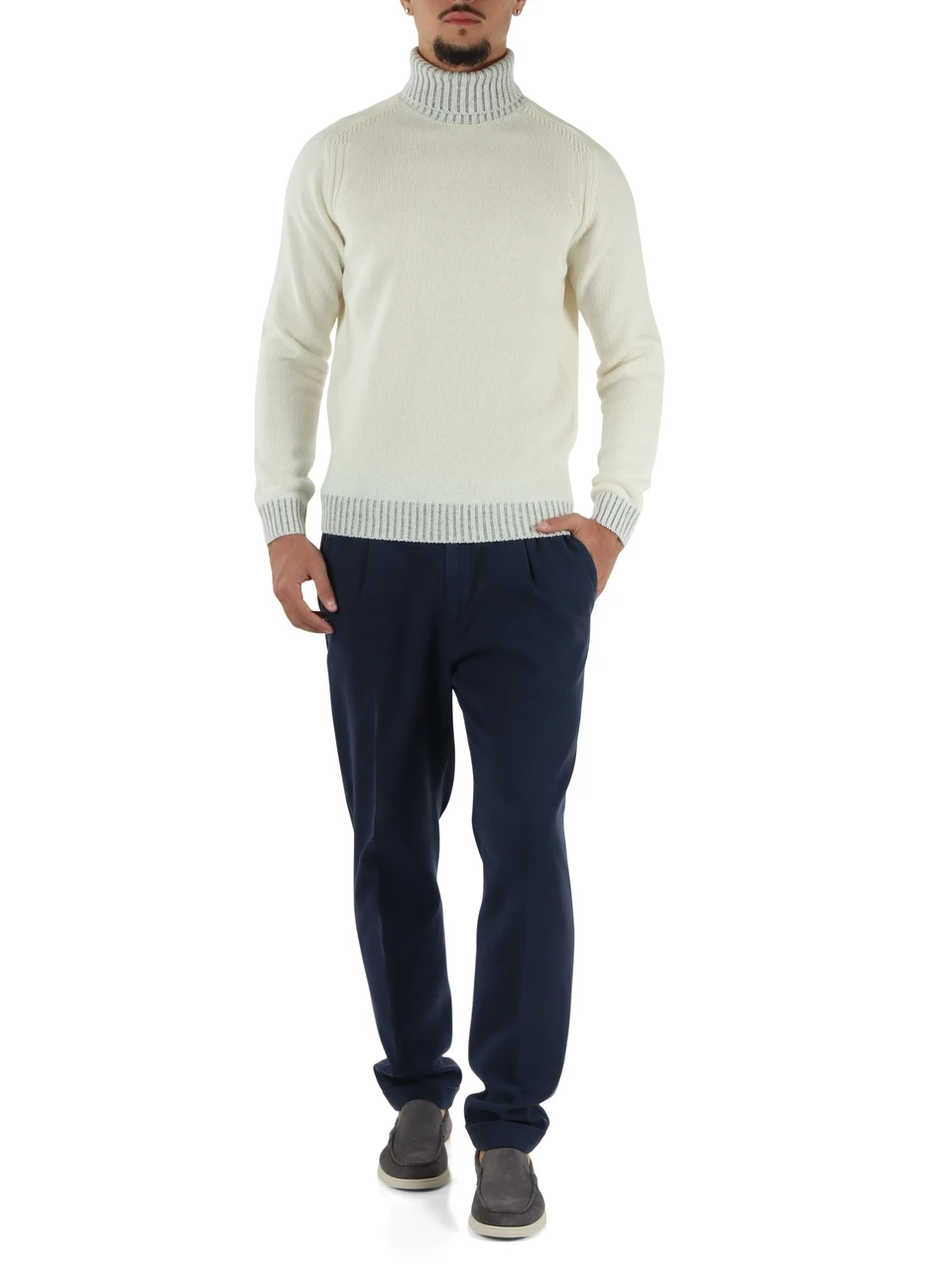 BLAU | Hose aus Tencel und Stretch-Baumwolle mit Falten