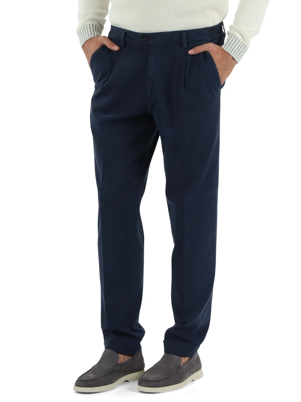 BLAU | Hose aus Tencel und Stretch-Baumwolle mit Falten