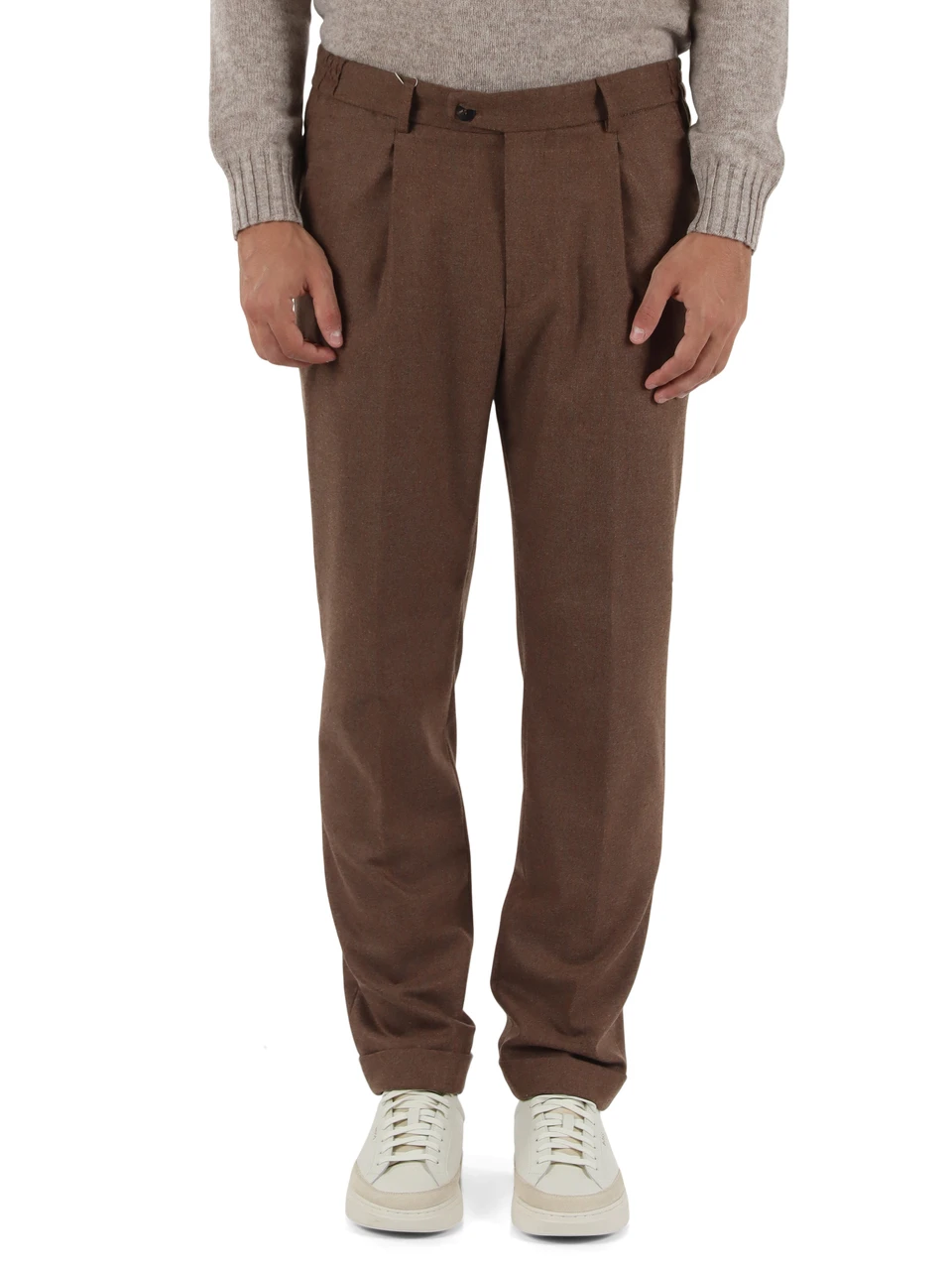 HELLBRAUN | Hose aus Wollmischung mit Falten