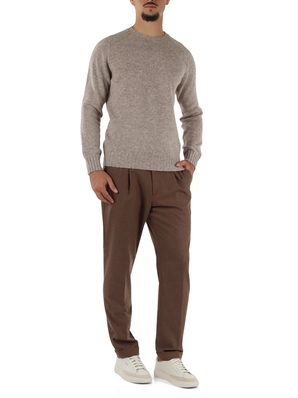 HELLBRAUN | Hose aus Wollmischung mit Falten