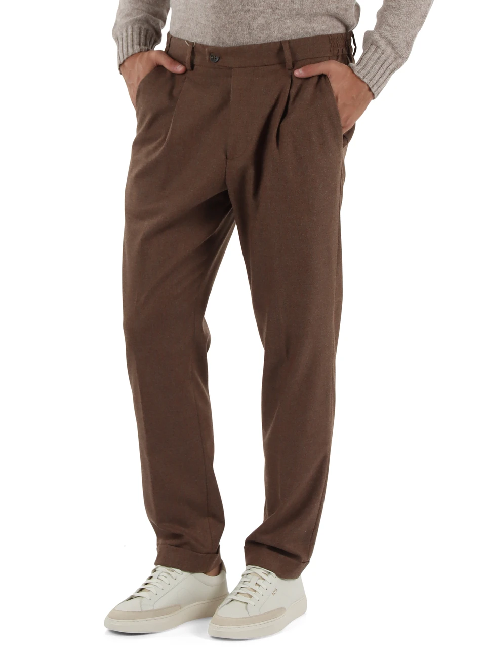 HELLBRAUN | Hose aus Wollmischung mit Falten