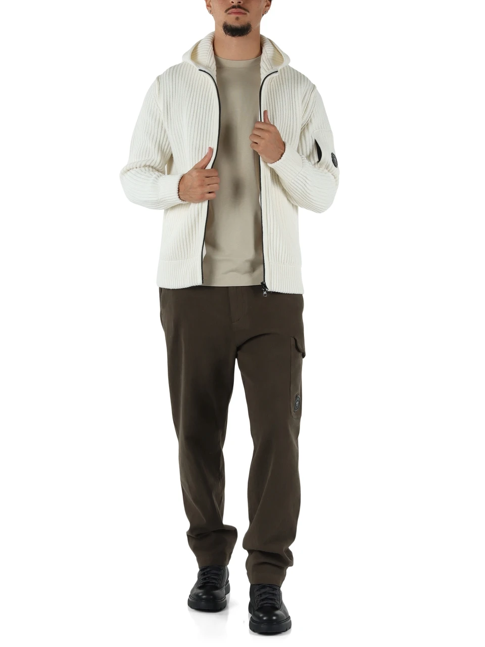 PANNA | Cardigan in misto lana con zip e cappuccio