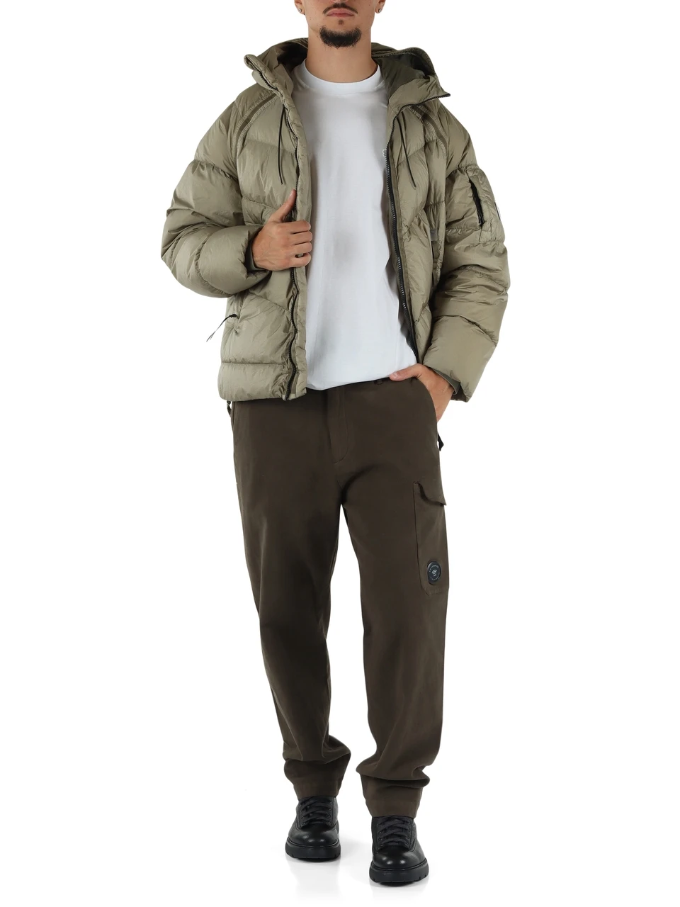VERDE | Piumino regular fit trapuntato con cappuccio
