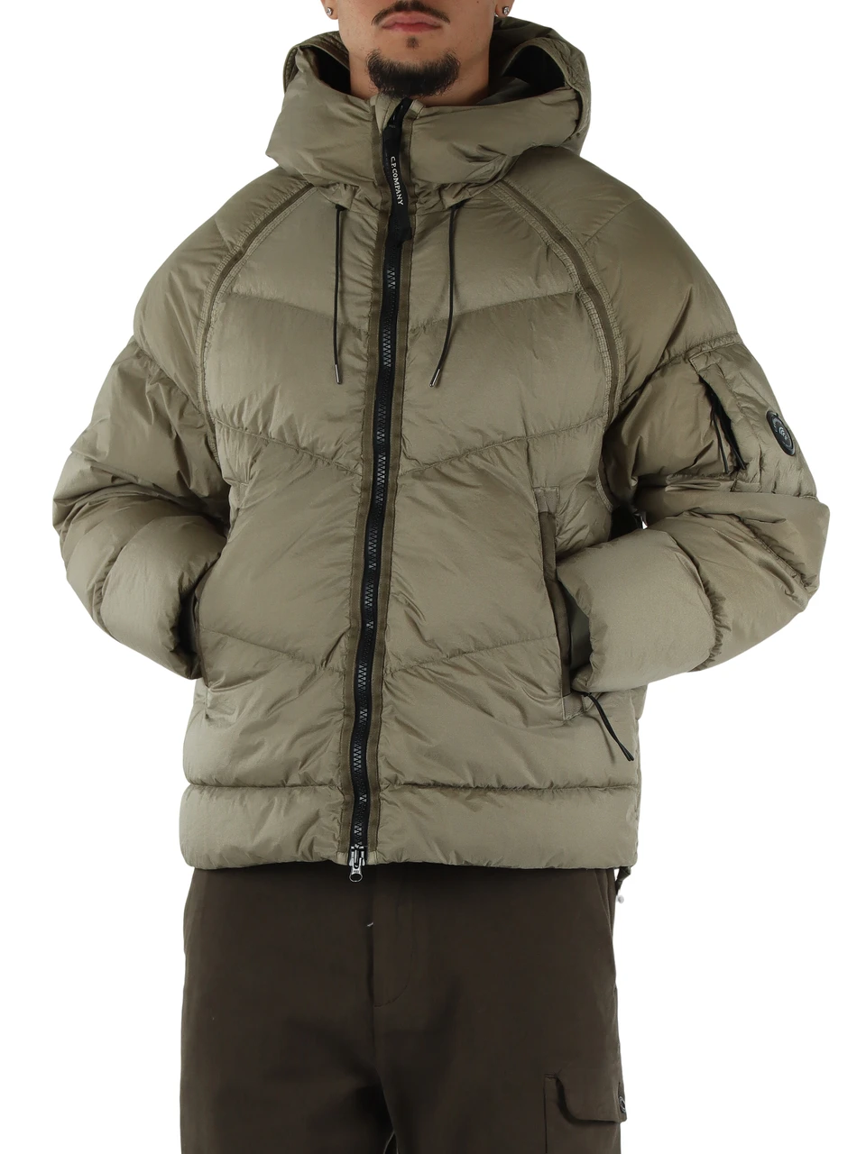 VERDE | Piumino regular fit trapuntato con cappuccio