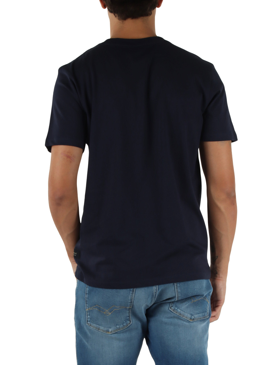BLU SCURO | T-shirt in cotone con stampa logo a rilievo