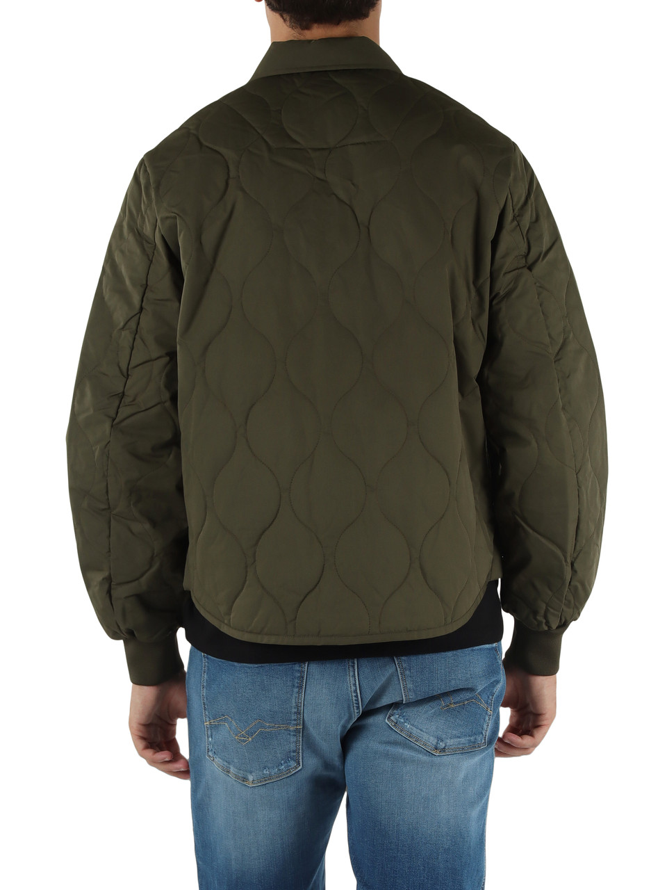 VERDE MILITARE | Giacca trapuntata leggera con patch logo