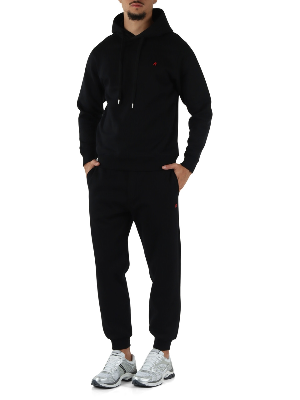 NERO | Felpa in cotone con cappuccio e ricamo logo