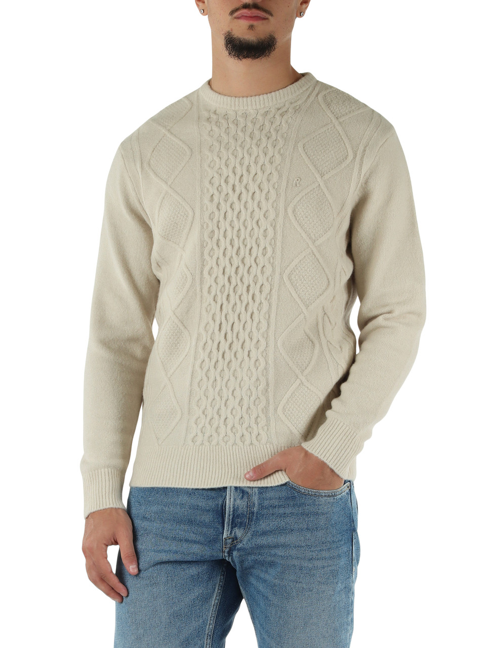 avorio | Maglia girocollo in misto lana Sustainable Lab