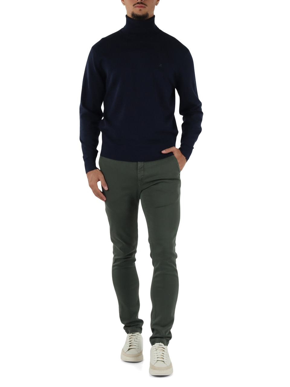 VERDE SCURO | Pantalone in cotone stretch ZEUMAR Hyperflex slim fit