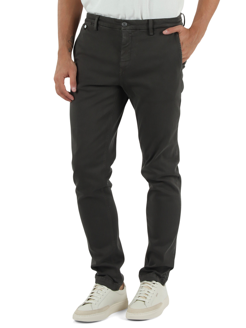 GRIGIO SCURO | Pantalone in cotone stretch BENNI Hyperflex regular fit