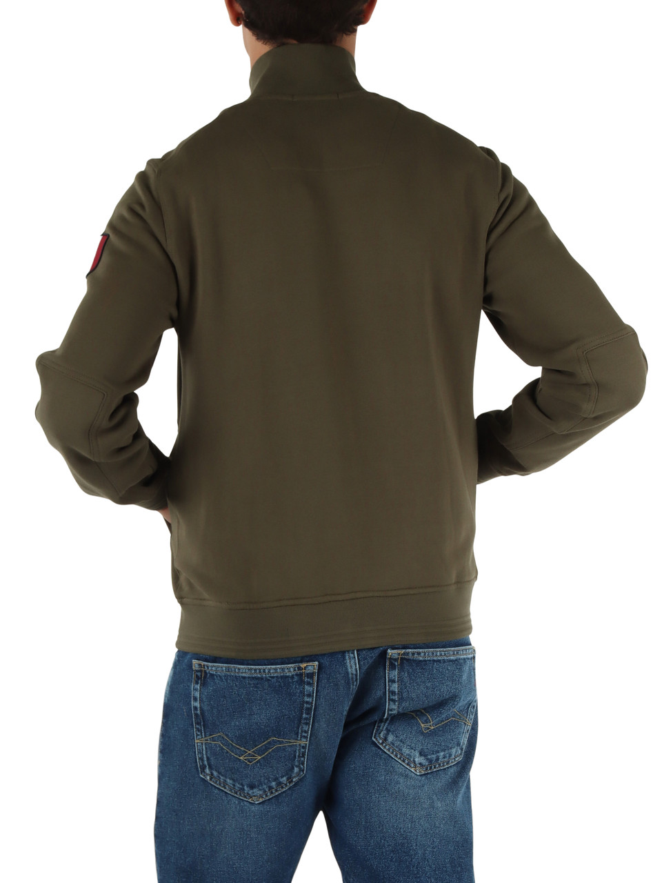 VERDE MILITARE | Felpa regular fit in cotone con zip