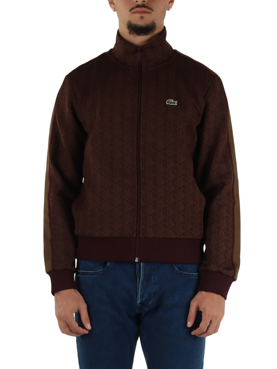 MERLOT | Felpa regular fit con zip in tessuto jacquard
