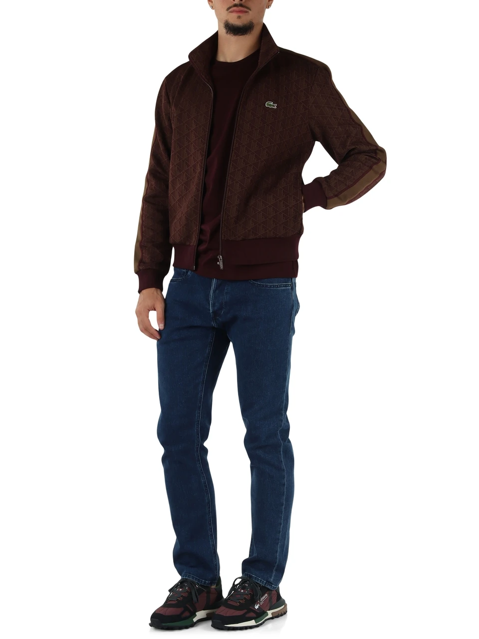 MERLOT | Felpa regular fit con zip in tessuto jacquard