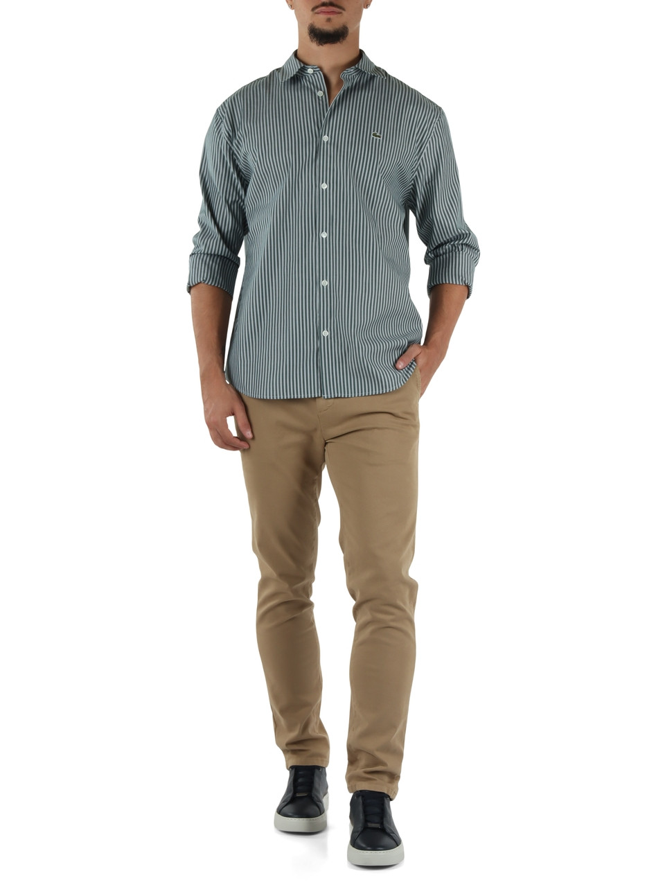 VERDE | Camicia regular fit in cotone a righe