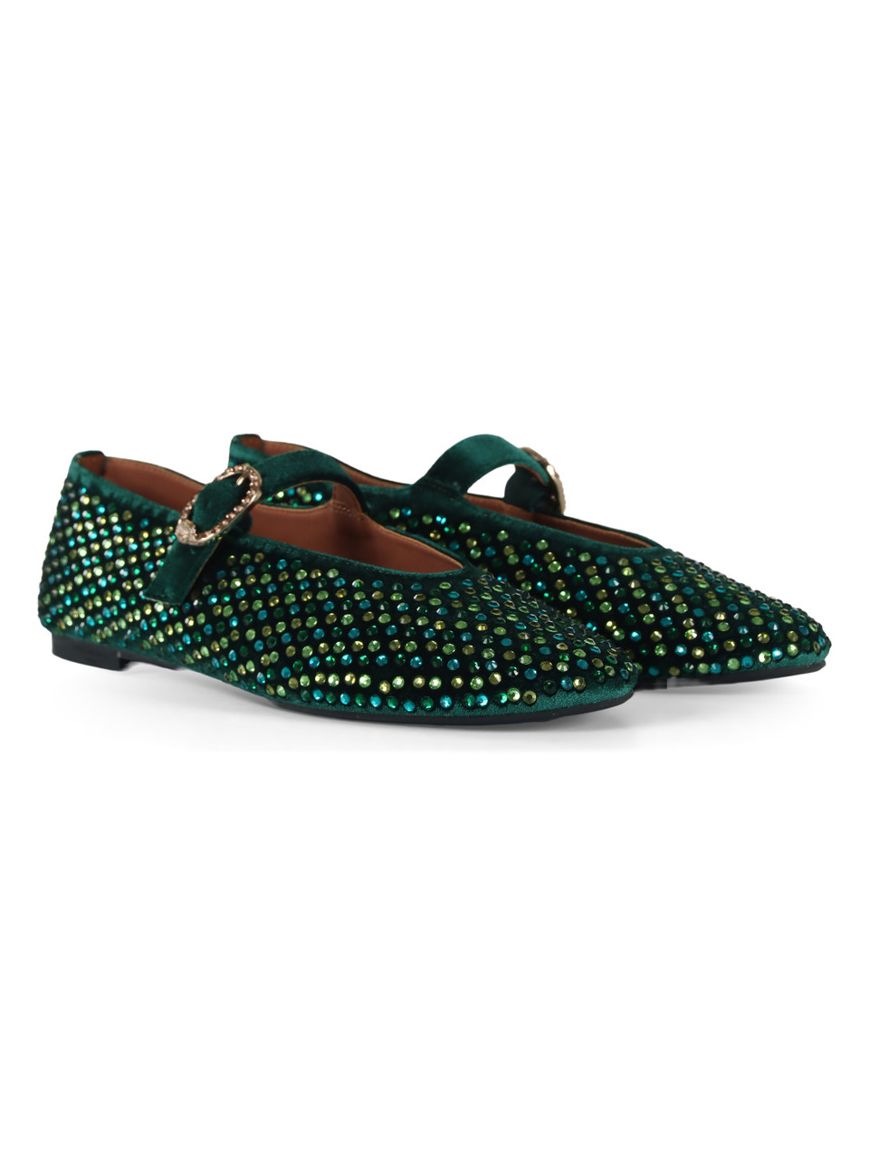 VERDE | Ballerine in velluto MAYFAIR con strass